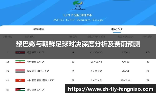 黎巴嫩与朝鲜足球对决深度分析及赛前预测